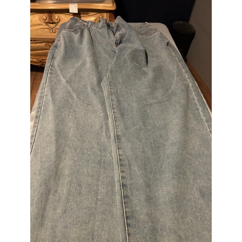 SHEIN Curve Light Wash Wide Leg Raw Hem Jeans 4XL Plus Size Denim